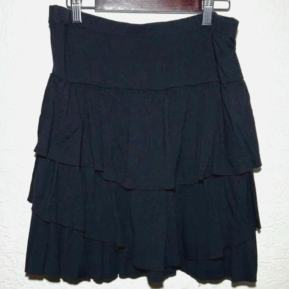 INC | Black Triple Ruffle Mini Skirt Sz S